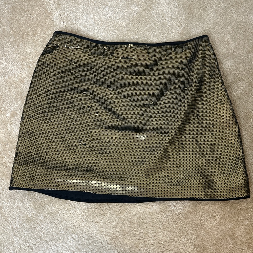BCBGMaxAzria Gold Sequin Mini Skirt